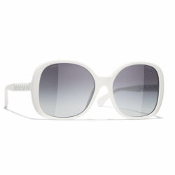 CHANEL CH5479 Women's Square Sunglasses, Black/Grey at John Lewis